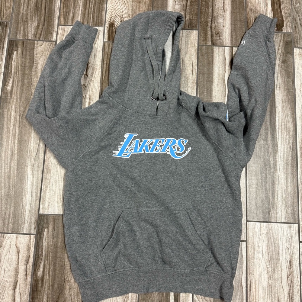 New Era Gray Hoodie with Blue Logo